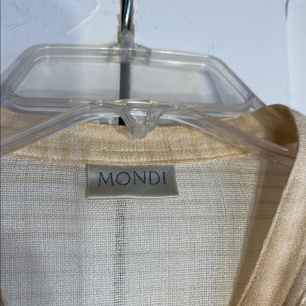 EUC Mondi Beige Linen Blend Knit Semi Sheer Shirt Dress - Picture 3 of 7